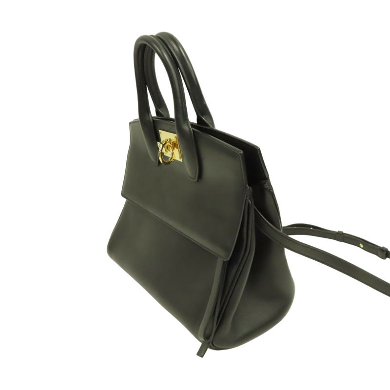 黑色 牛皮 Studio 兩用包【Salvatore Ferragamo 菲拉格慕】 AU-21/H159-2