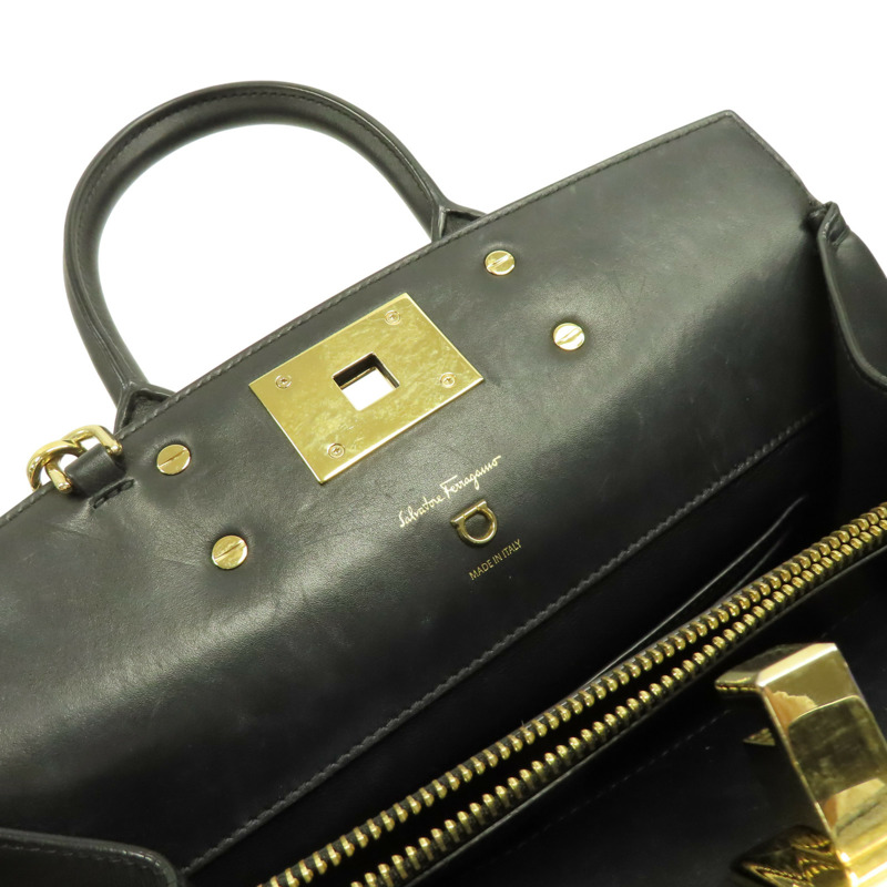 黑色 牛皮 Studio 兩用包【Salvatore Ferragamo 菲拉格慕】 AU-21/H159-5