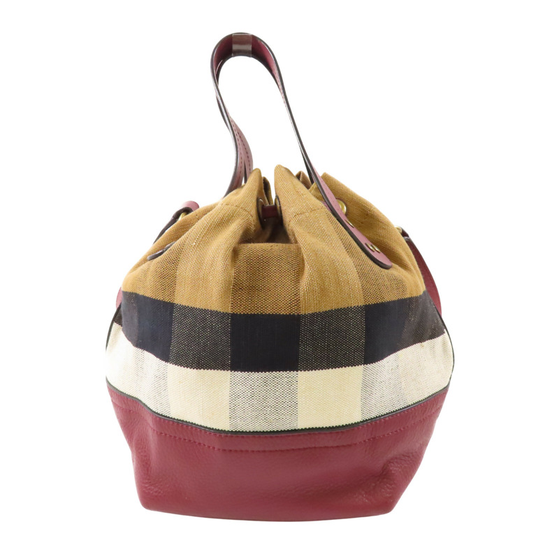 棕色 帆布 格紋 Heston 水桶包 肩背包【BURBERRY 巴寶莉】-1