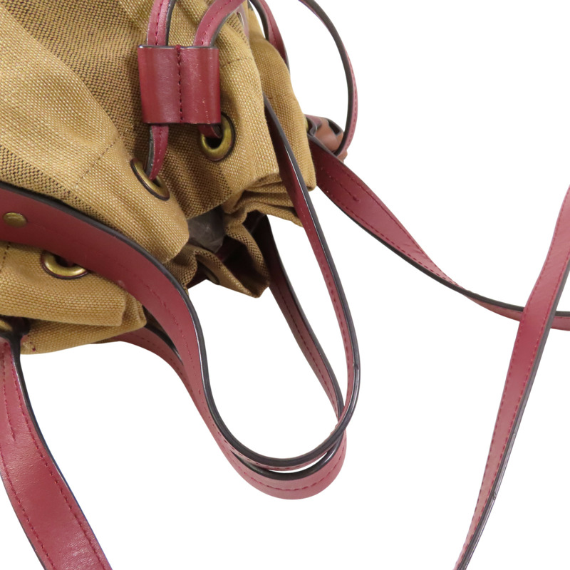 棕色 帆布 格紋 Heston 水桶包 肩背包【BURBERRY 巴寶莉】-5