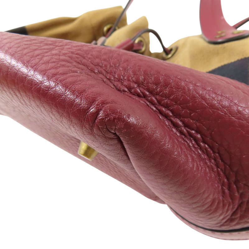 棕色 帆布 格紋 Heston 水桶包 肩背包【BURBERRY 巴寶莉】-8