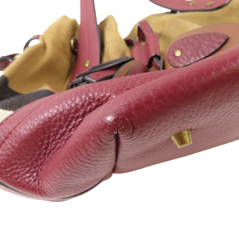 棕色 帆布 格紋 Heston 水桶包 肩背包【BURBERRY 巴寶莉】-12