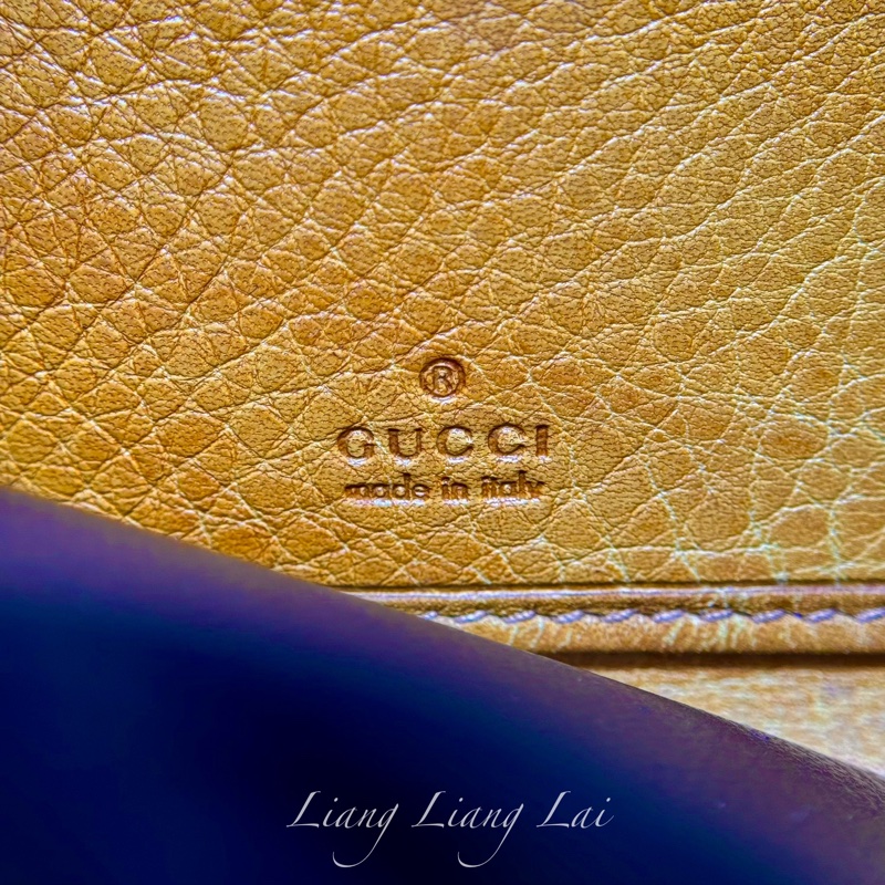 GUCCI 古馳 雙G壓紋竹節流蘇拉鏈棕色長夾-3