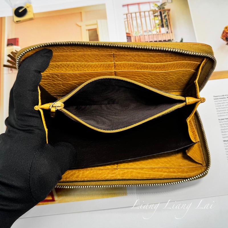 GUCCI 古馳 雙G壓紋竹節流蘇拉鏈棕色長夾-7