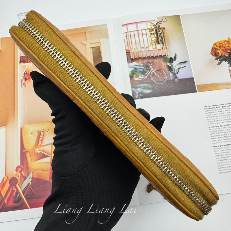 GUCCI 古馳 雙G壓紋竹節流蘇拉鏈棕色長夾-15