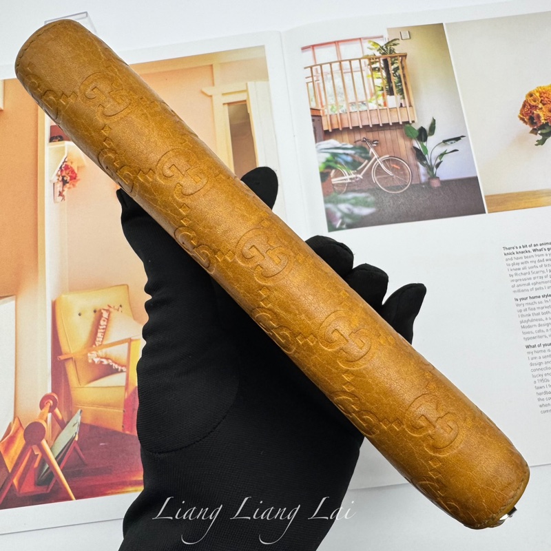 GUCCI 古馳 雙G壓紋竹節流蘇拉鏈棕色長夾-16