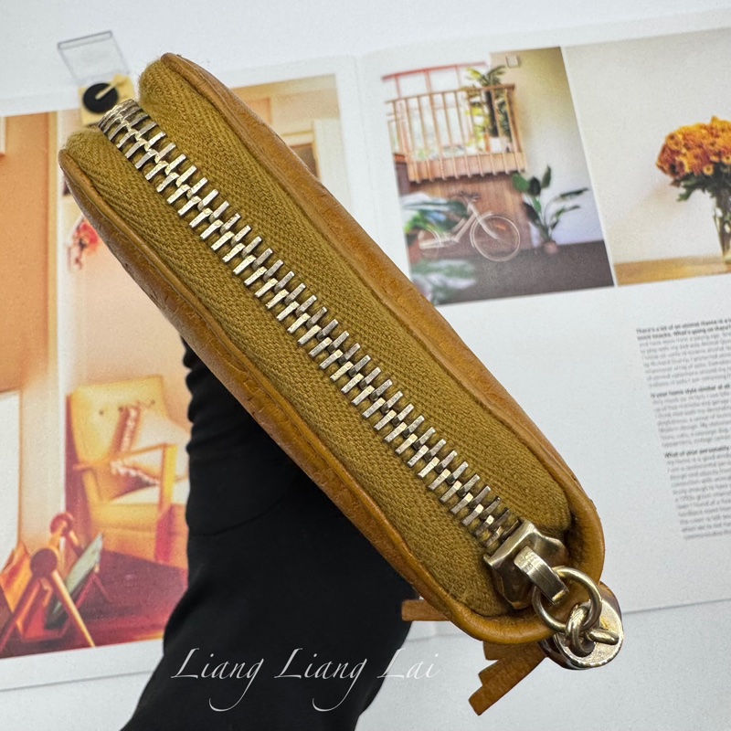 GUCCI 古馳 雙G壓紋竹節流蘇拉鏈棕色長夾-17