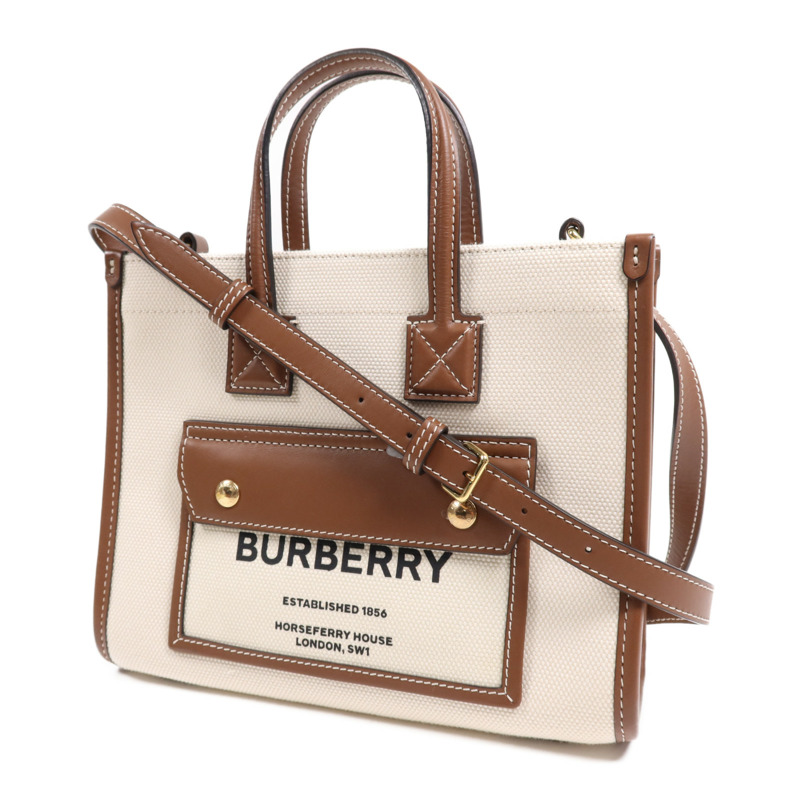 BURBERRY 帆布Freya金扣手挽肩背兩用袋-2