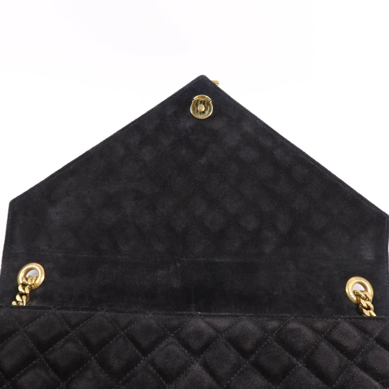 YVES SAINT LAURENT 麂皮皮革Envelope Large金扣鏈帶肩背袋-10