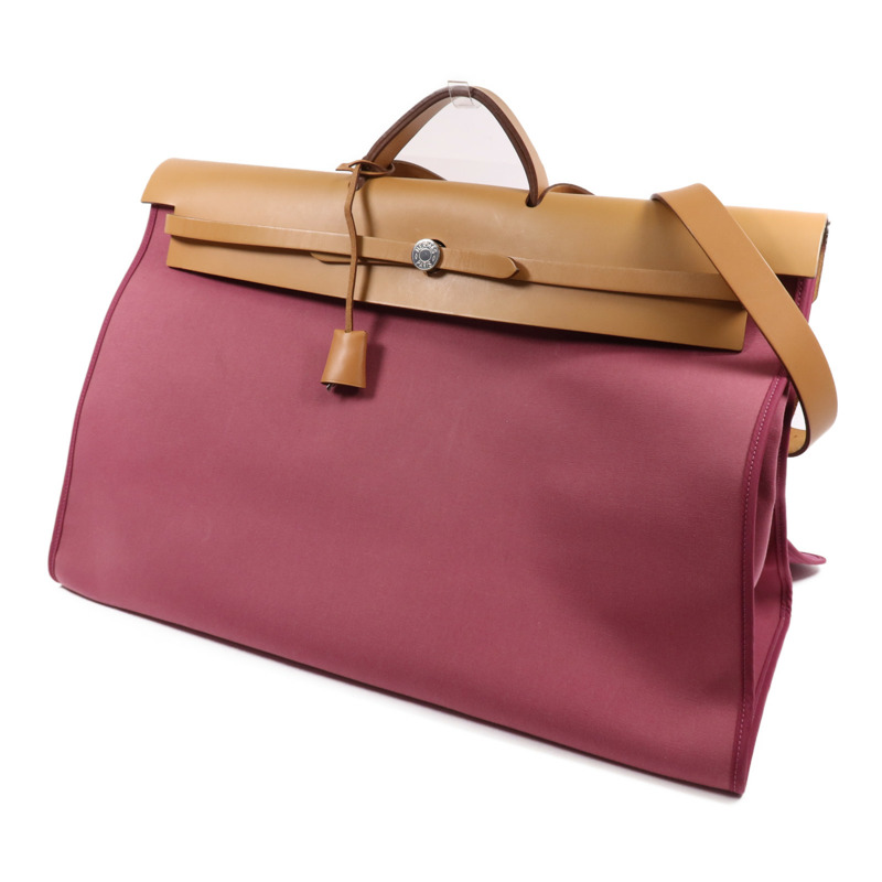 HERMES 帆布Herbag 50銀扣手挽肩背兩用袋Tosca-2