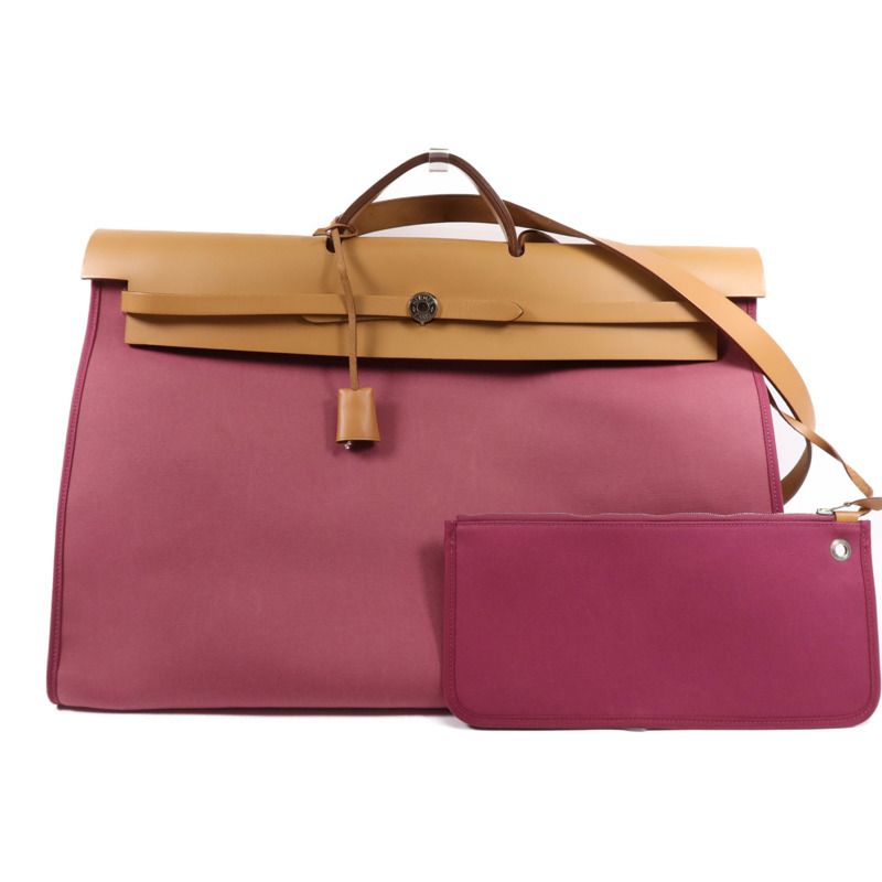 HERMES 帆布Herbag 50銀扣手挽肩背兩用袋Tosca-9
