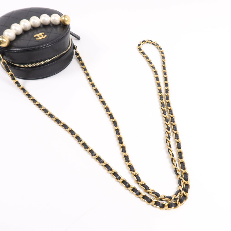 CHANEL 牛皮皮革Chain Shoulder Bag金扣鏈帶肩背袋-9