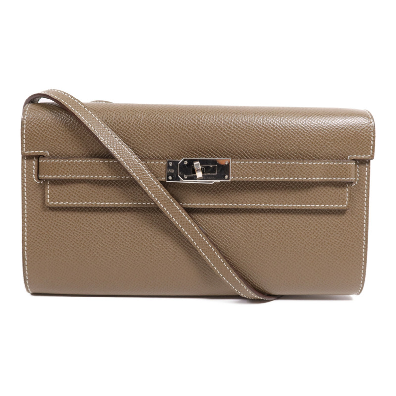HERMES Epsom皮革Kelly To Go銀扣肩背袋Etoupe-0