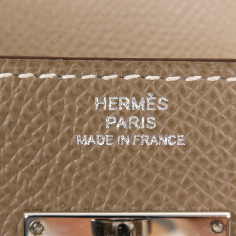HERMES Epsom皮革Kelly To Go銀扣肩背袋Etoupe-6