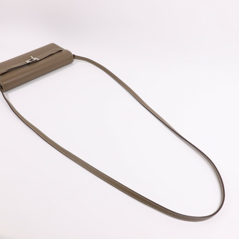 HERMES Epsom皮革Kelly To Go銀扣肩背袋Etoupe-7
