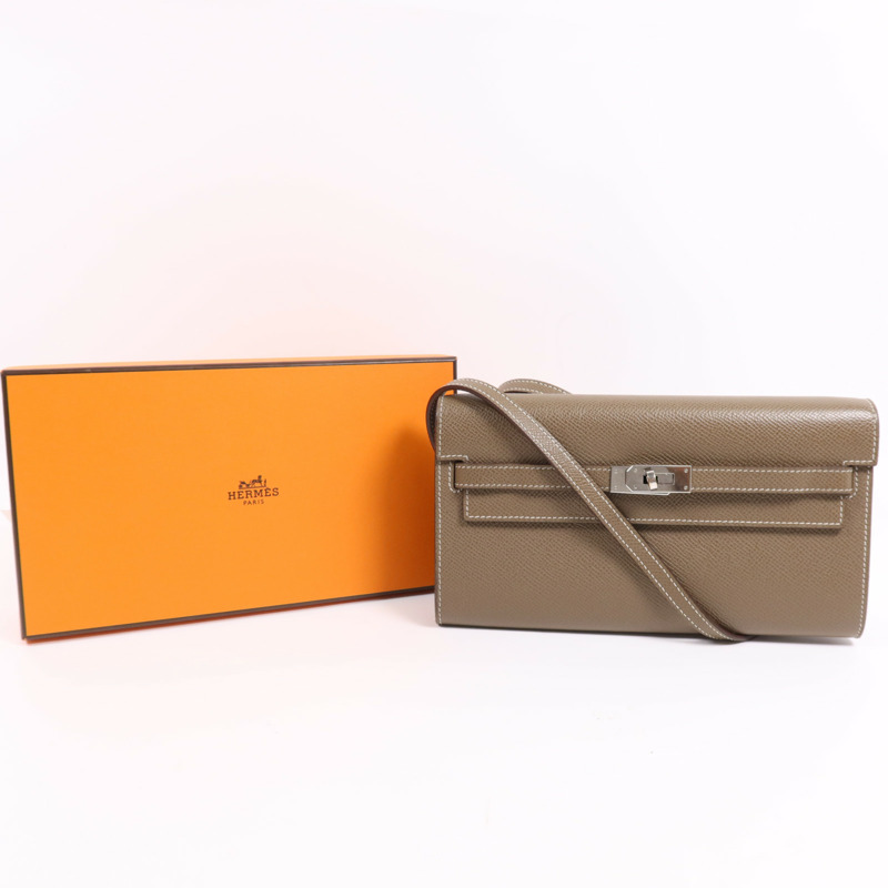 HERMES Epsom皮革Kelly To Go銀扣肩背袋Etoupe-8