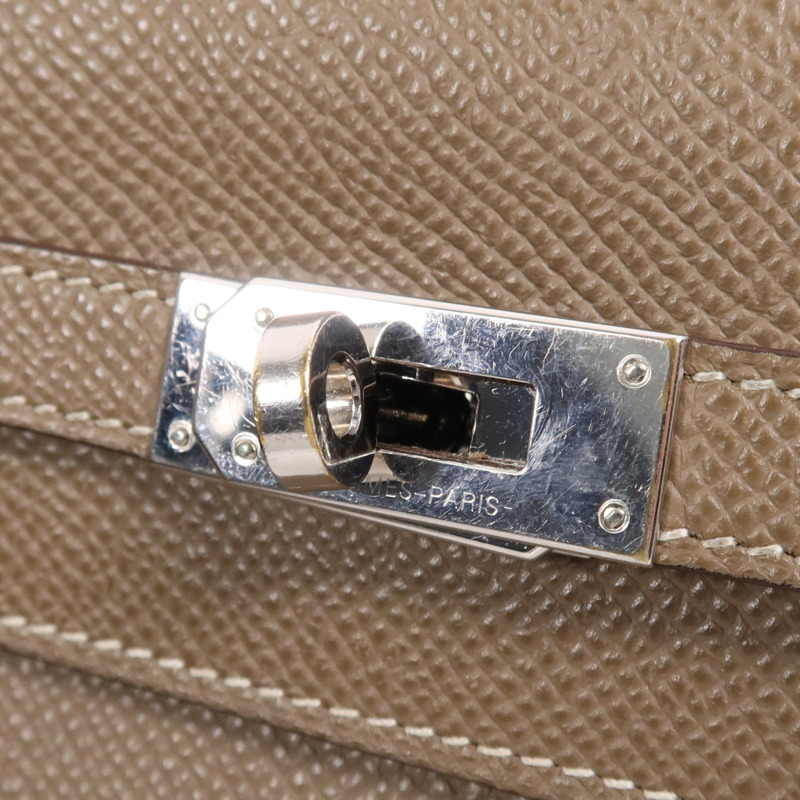 HERMES Epsom皮革Kelly To Go銀扣肩背袋Etoupe-13