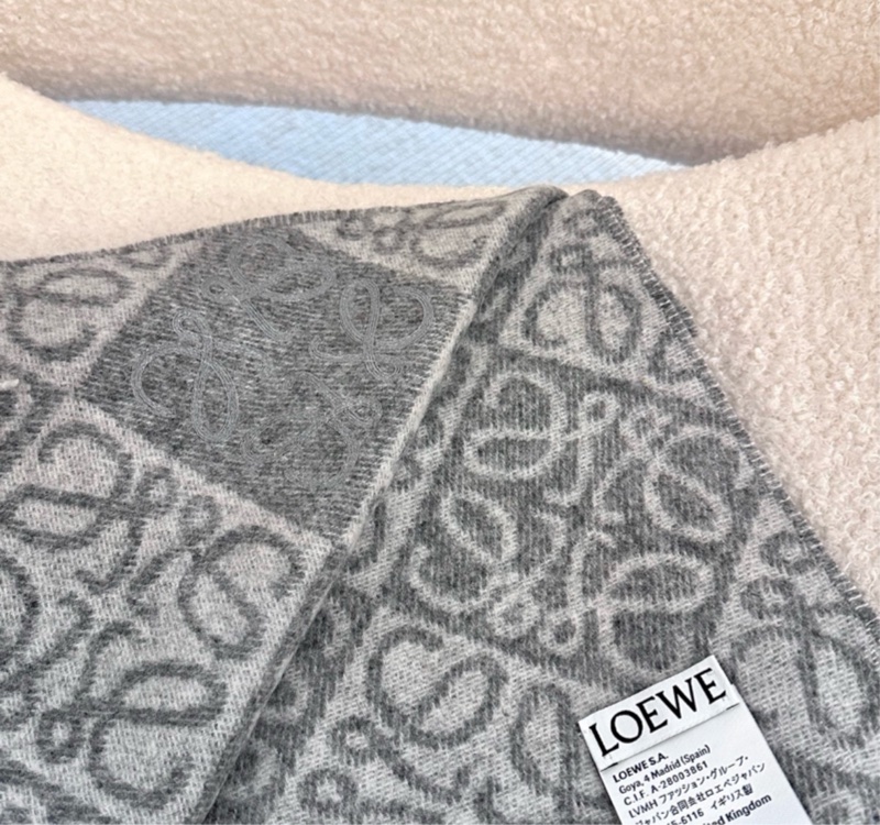 【全🆕】 LOEWE Anagram scarf 羊絨羊毛圍巾 淺灰色-1