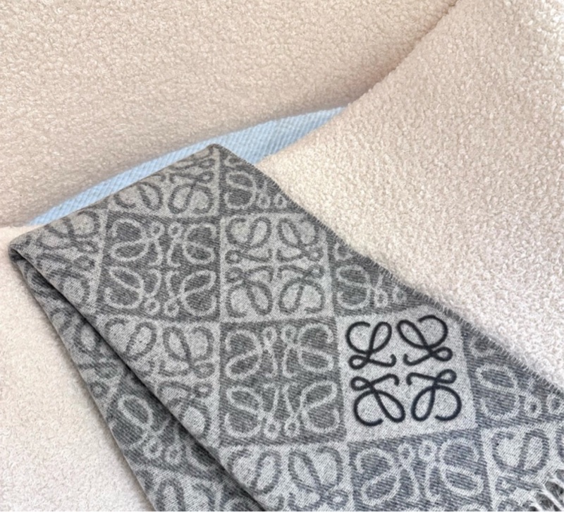 【全🆕】 LOEWE Anagram scarf 羊絨羊毛圍巾 淺灰色-2