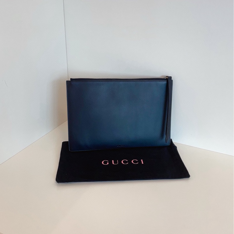 【99新🆕】Gucci 全皮黑色 精靈塗鴉手拿包-1