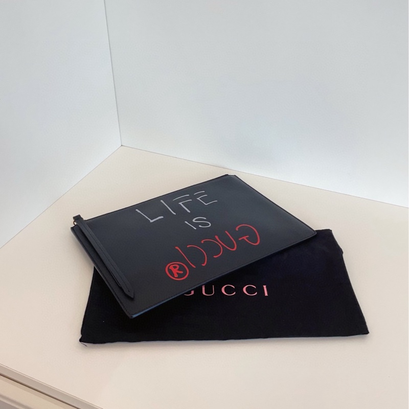 【99新🆕】Gucci 全皮黑色 精靈塗鴉手拿包-6