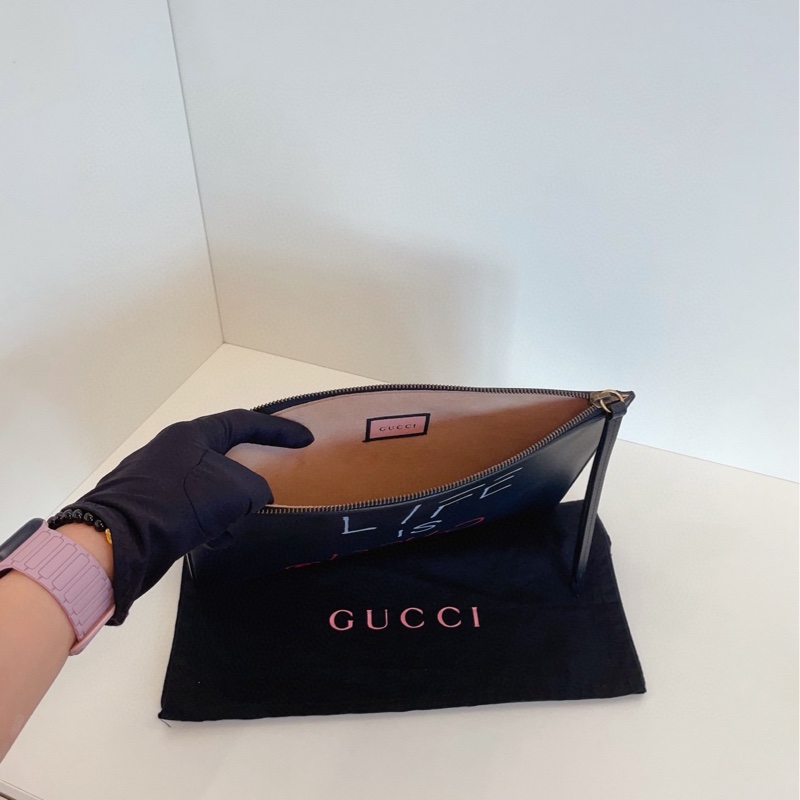 【99新🆕】Gucci 全皮黑色 精靈塗鴉手拿包-7