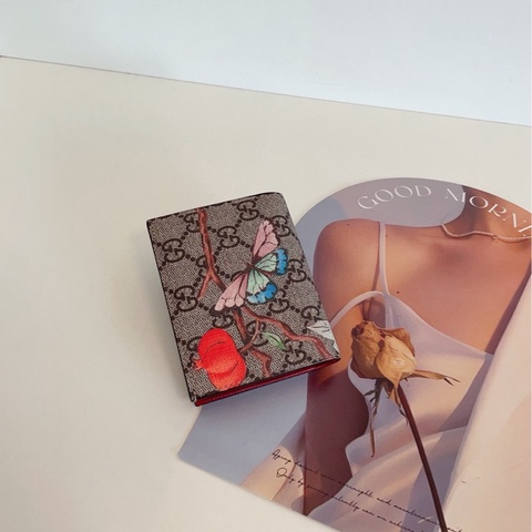 【閒置新99🆕】Gucci 蝴蝶雙G印花短款兩折錢包卡包