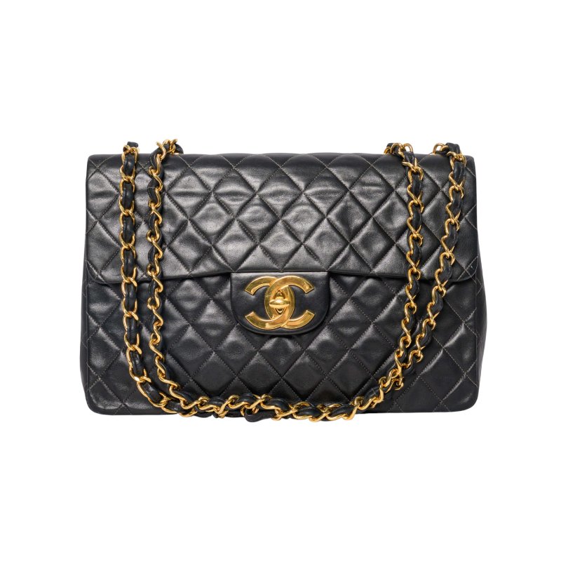 CHANEL香奈兒經典黑金Maxi Classic Flap肩背包-0