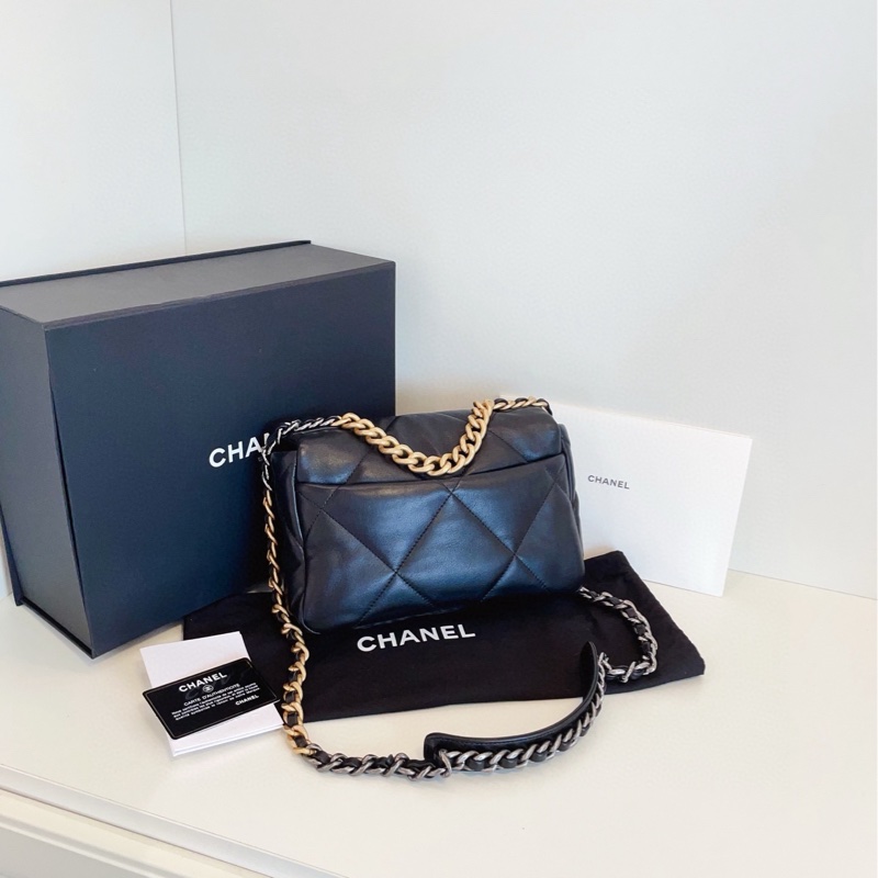 【閒置🆕】Chanel 黑金大菱格19bag枕頭包 小號手提包 斜挎包 單肩包-2