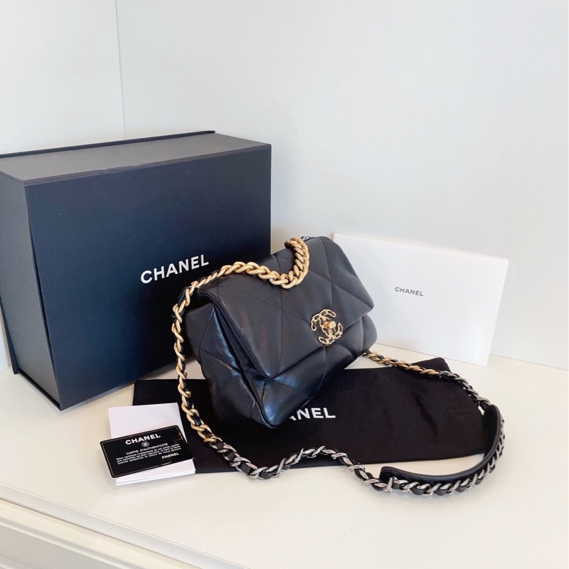 【閒置🆕】Chanel 黑金大菱格19bag枕頭包 小號手提包 斜挎包 單肩包-4
