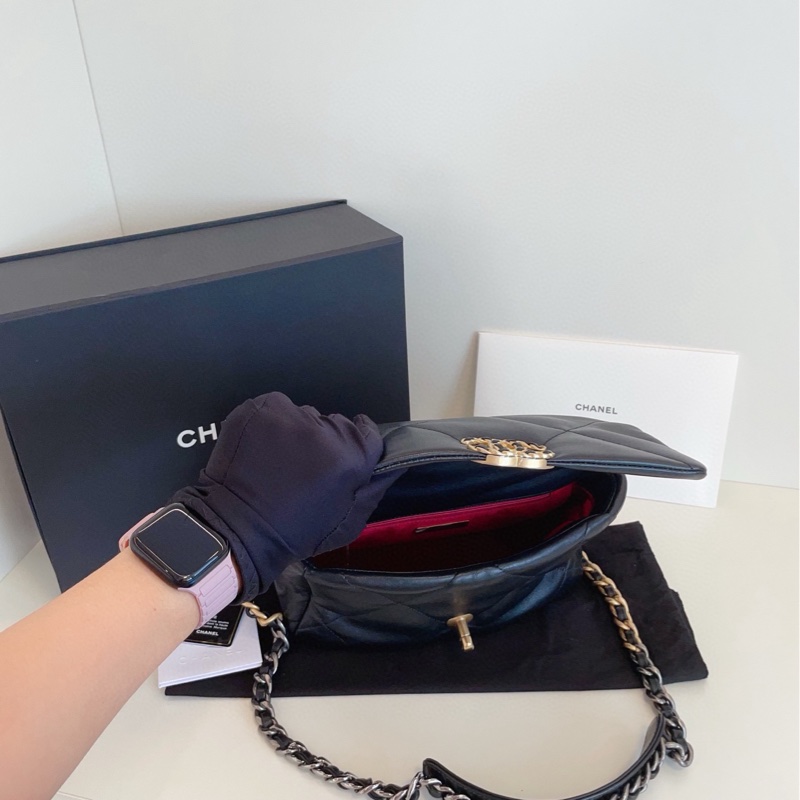 【閒置🆕】Chanel 黑金大菱格19bag枕頭包 小號手提包 斜挎包 單肩包-7