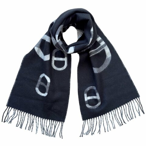 HERMES Tartan Maillons 豬鼻子🐽  雙面 純羊絨 圍巾