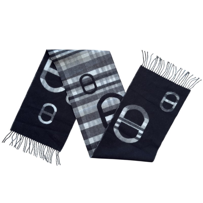 HERMES Tartan Maillons 豬鼻子🐽 雙面 純羊絨 圍巾-6