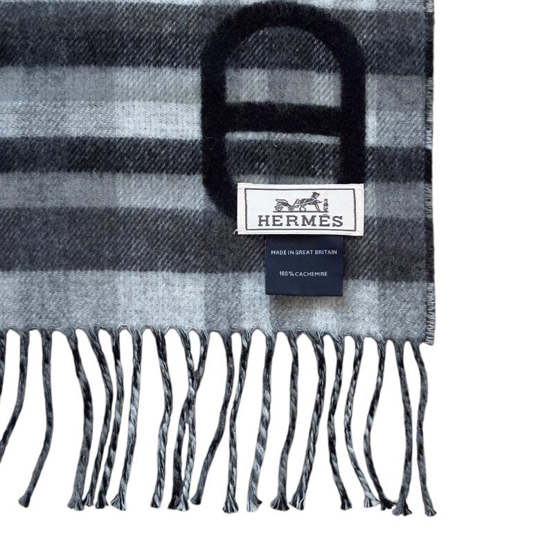 HERMES Tartan Maillons 豬鼻子🐽 雙面 純羊絨 圍巾-8