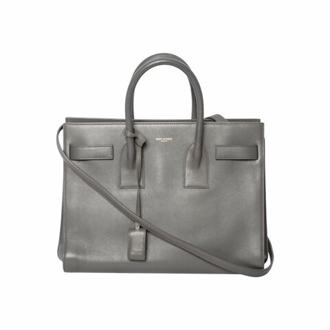 SAINT LAURENT聖羅蘭Sac De Jour灰色皮革小號托特包