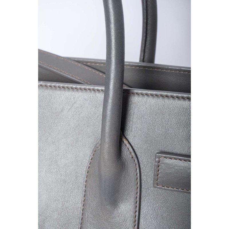 SAINT LAURENT聖羅蘭Sac De Jour灰色皮革小號托特包-7