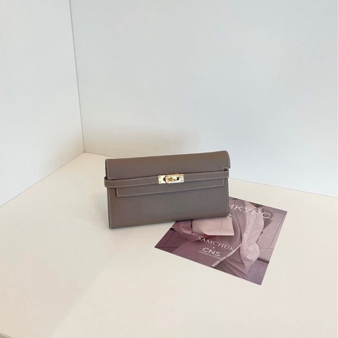 【99新閒置🆕】Hermes 大象灰金扣Kelly Long長錢夾子斜挎包