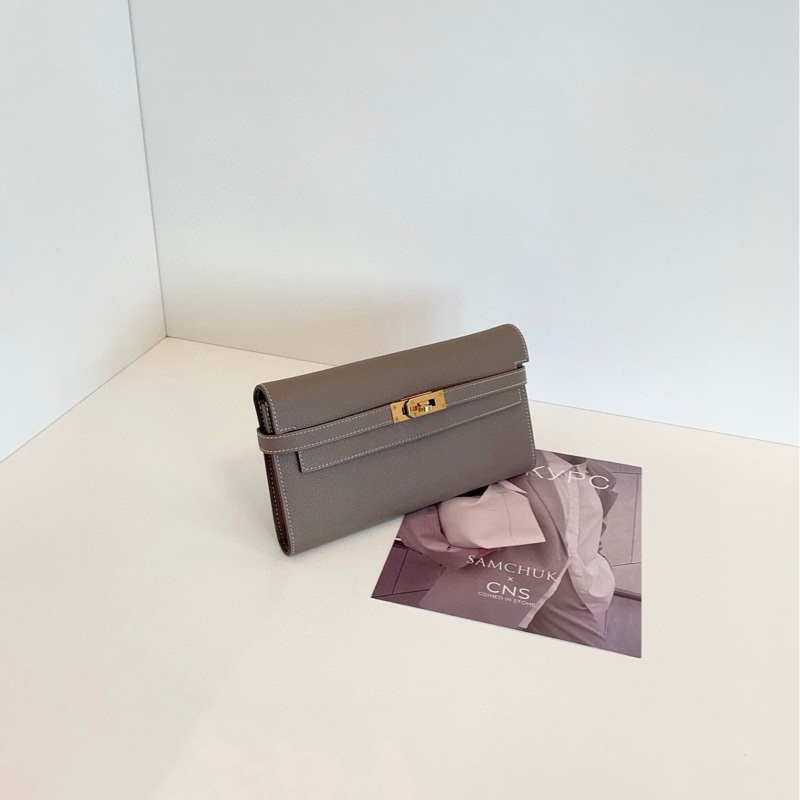【99新閒置🆕】Hermes 大象灰金扣Kelly Long長錢夾子斜挎包-2
