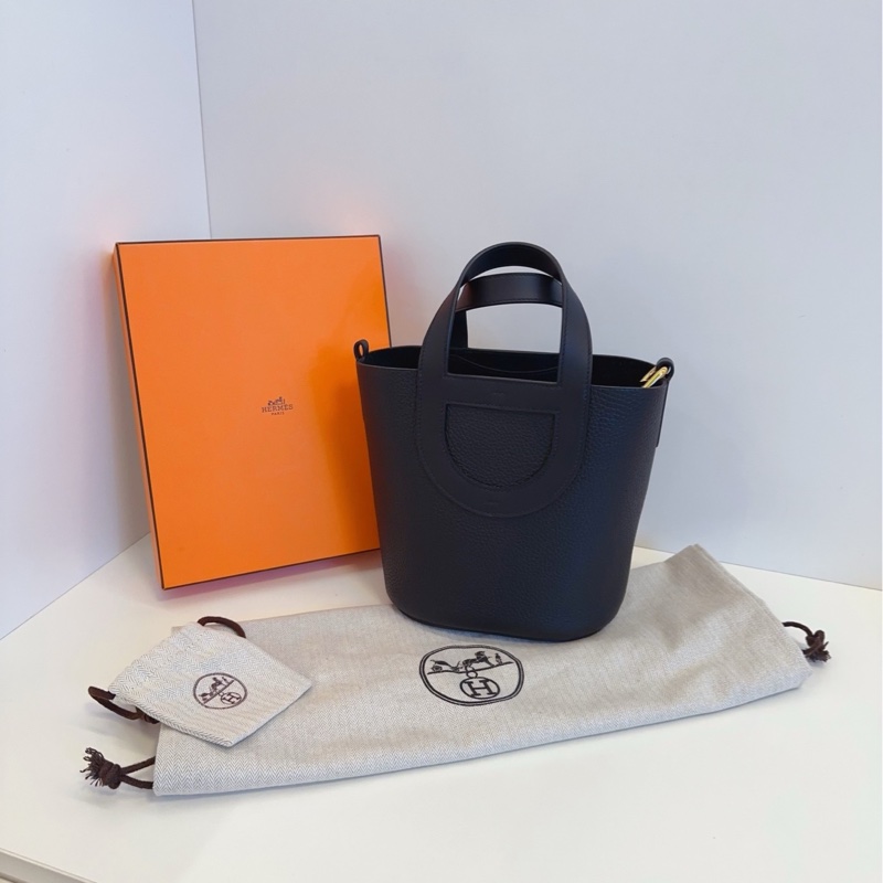【閒置🆕】Hermes in the loop黑色 金扣 豬鼻子菜籃子手提包-2