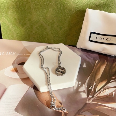 【閒置品🆕】Gucci Interlocking GG互扣式雙G項鍊 毛衣鏈 經典設計做舊925純銀