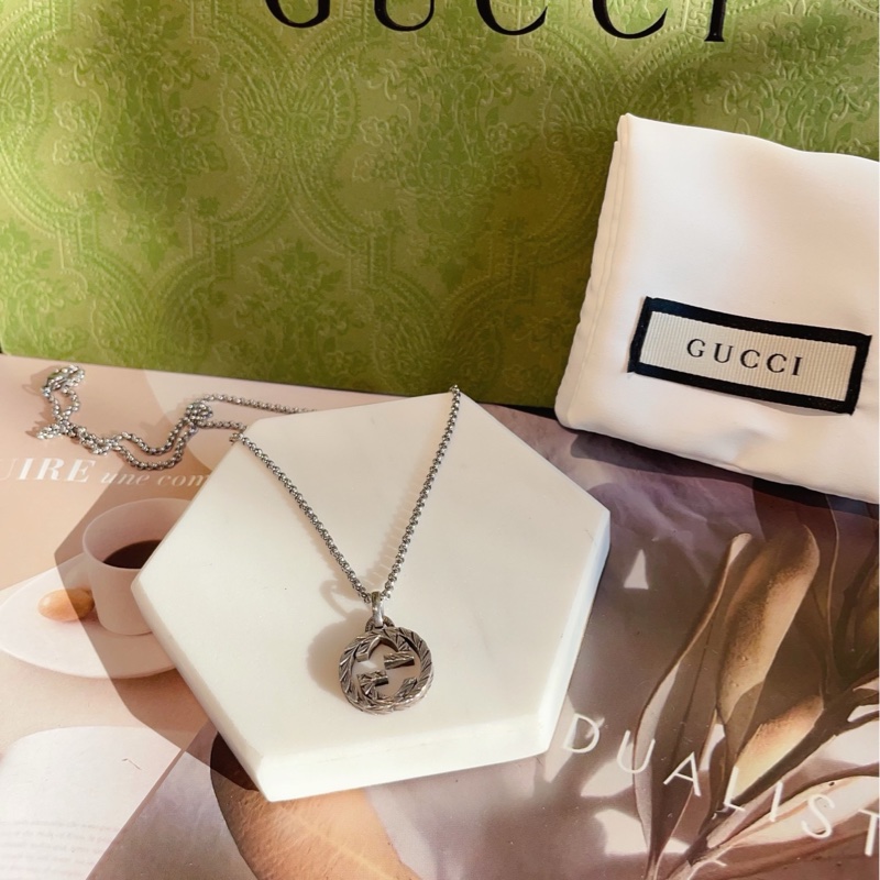 【閒置品🆕】Gucci Interlocking GG互扣式雙G項鍊 毛衣鏈 經典設計做舊925純銀-1