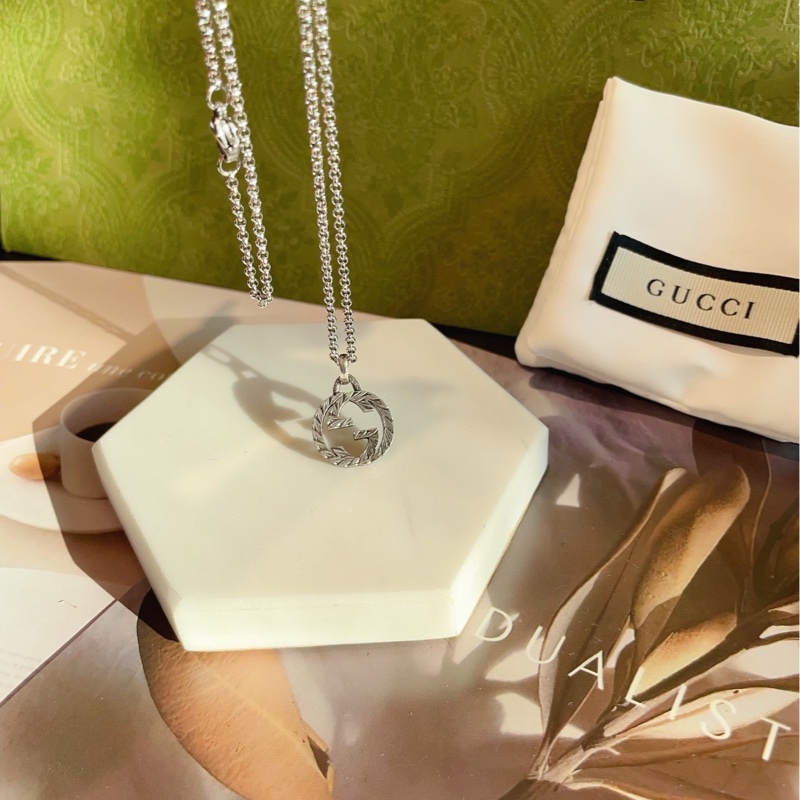 【閒置品🆕】Gucci Interlocking GG互扣式雙G項鍊 毛衣鏈 經典設計做舊925純銀-2