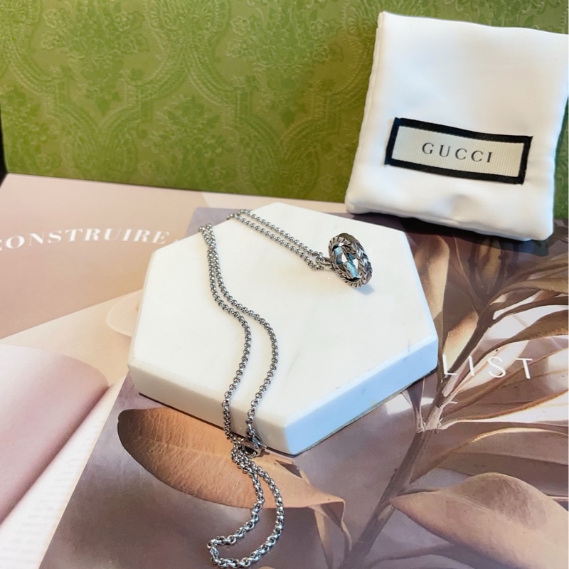 【閒置品🆕】Gucci Interlocking GG互扣式雙G項鍊 毛衣鏈 經典設計做舊925純銀-4