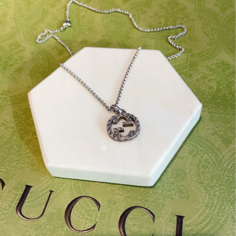 【閒置品🆕】Gucci Interlocking GG互扣式雙G項鍊 毛衣鏈 經典設計做舊925純銀-5