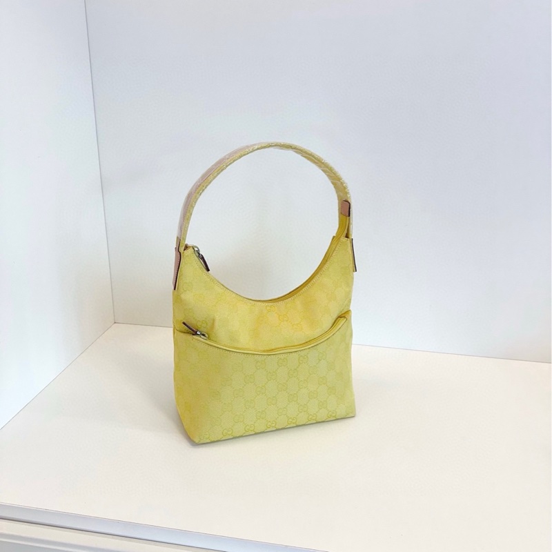 【99新🆕】Gucci 檸檬黃🍋滿logo老花 hobo 手提包 單肩包-0