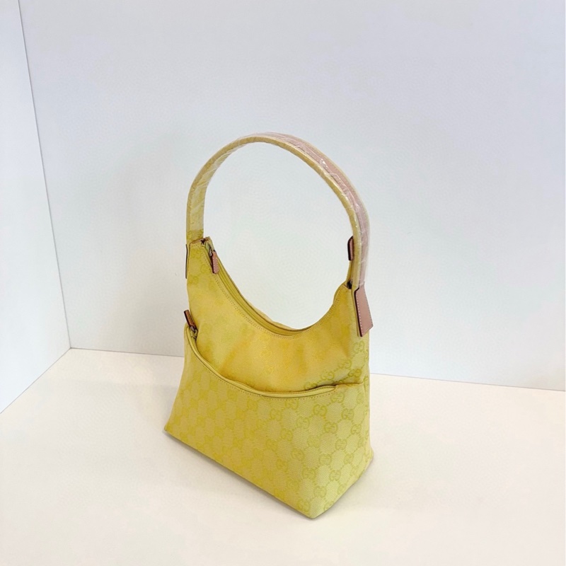 【99新🆕】Gucci 檸檬黃🍋滿logo老花 hobo 手提包 單肩包-4