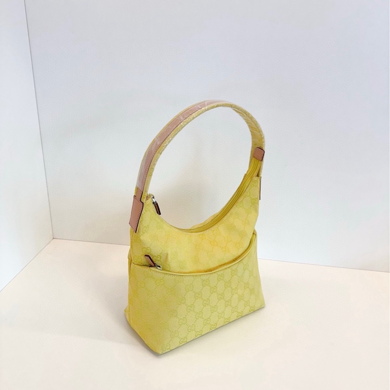 【99新🆕】Gucci 檸檬黃🍋滿logo老花 hobo 手提包 單肩包-5