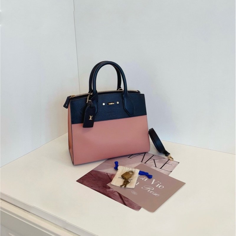 【98新🆕】LV City Steamer木蘭粉拼黑色鎖頭包 小號手提包-0