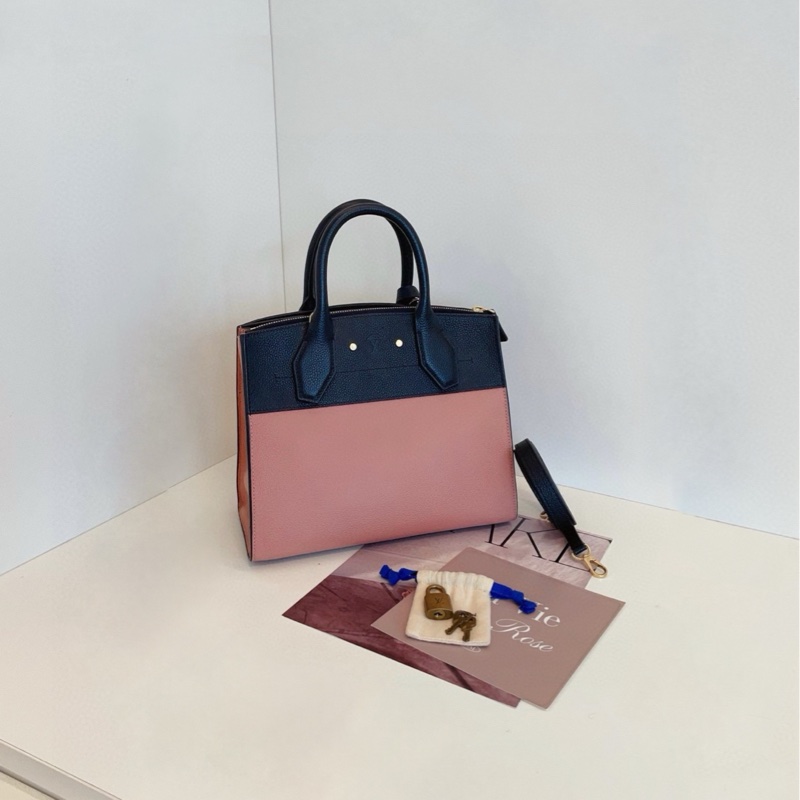 【98新🆕】LV City Steamer木蘭粉拼黑色鎖頭包 小號手提包-1