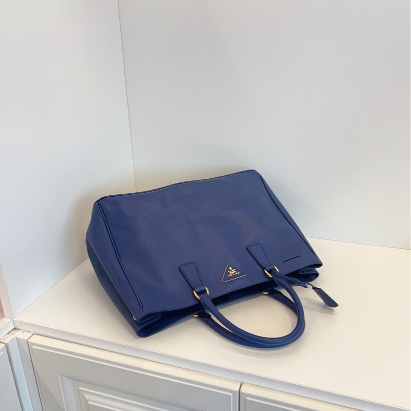 【98新🆕】Prada 藍金 十字紋牛皮殺手包 手提款 大經典一枚-3